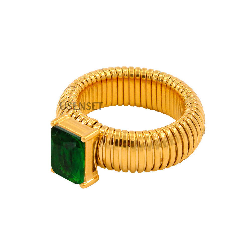 Steel Weak Elastic Color Inlaid Zircon Rings