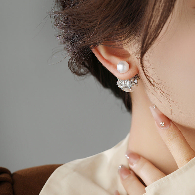 Crown Shell Pearl Ear High-grade Light Earrings