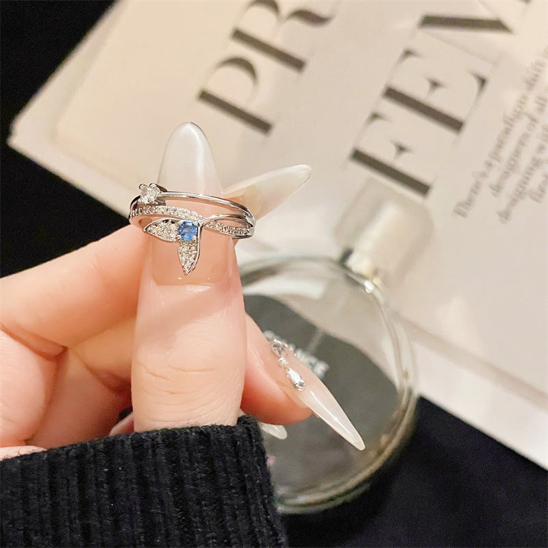 Super Flash Zircon High-grade Open Light Luxury Minority Design Rings
