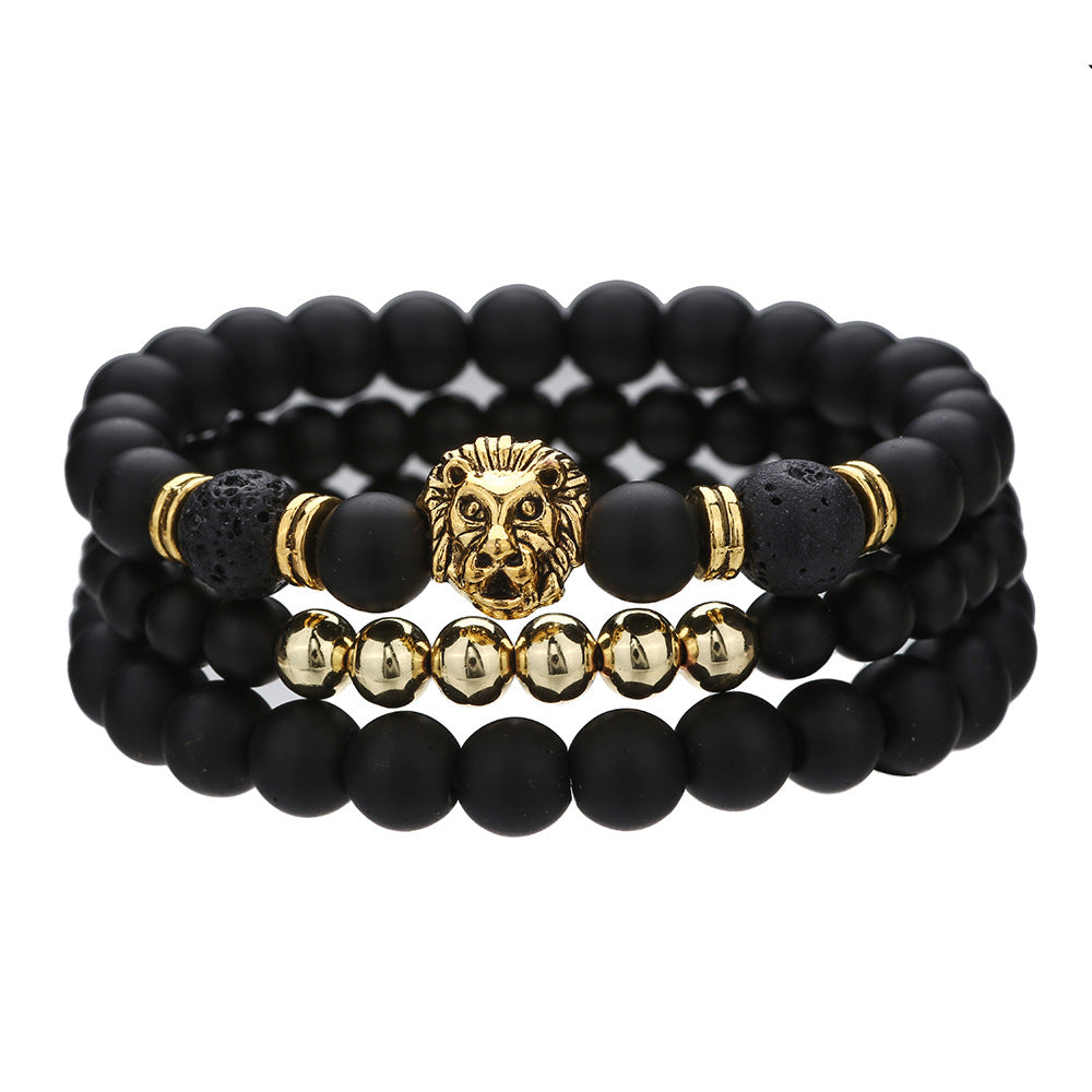 Men's Stretch Volcanic Stone Ornament Fashion Black Bracelets