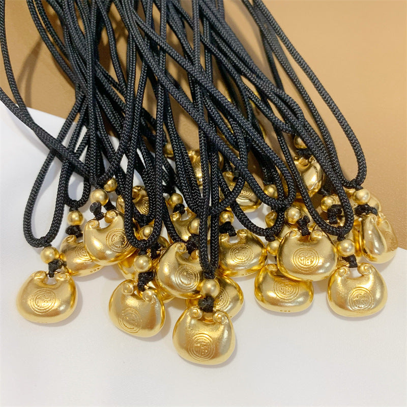 Women's Lock Bag Dumplings Vietnam Placer Gold Necklaces