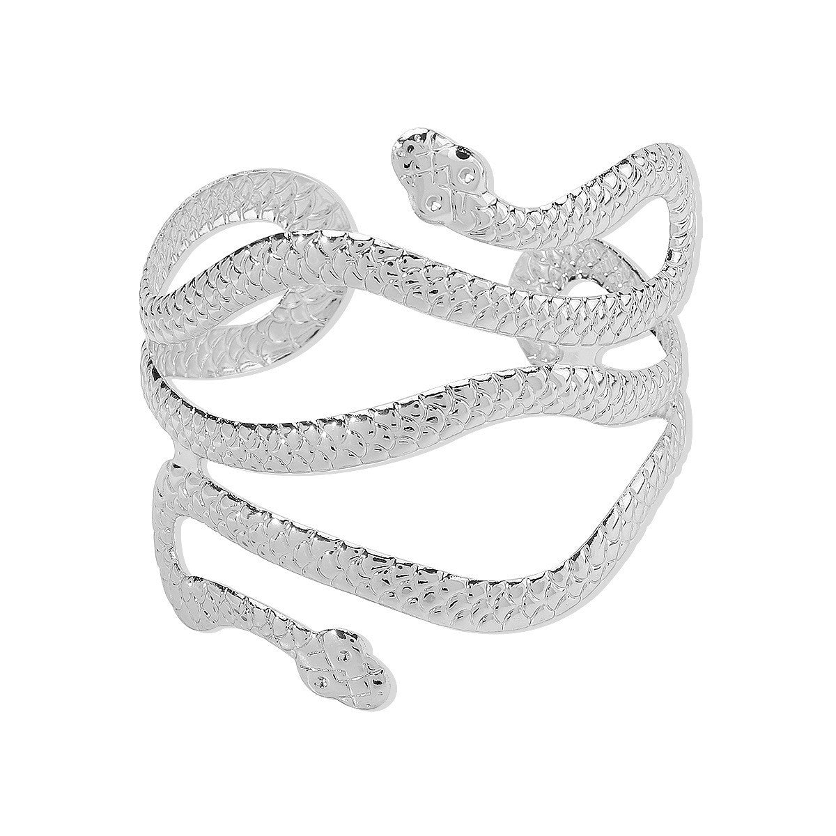 Personality Snake Head Armband Adjustable Metal Exaggerated Opening Snakelike Bracelet