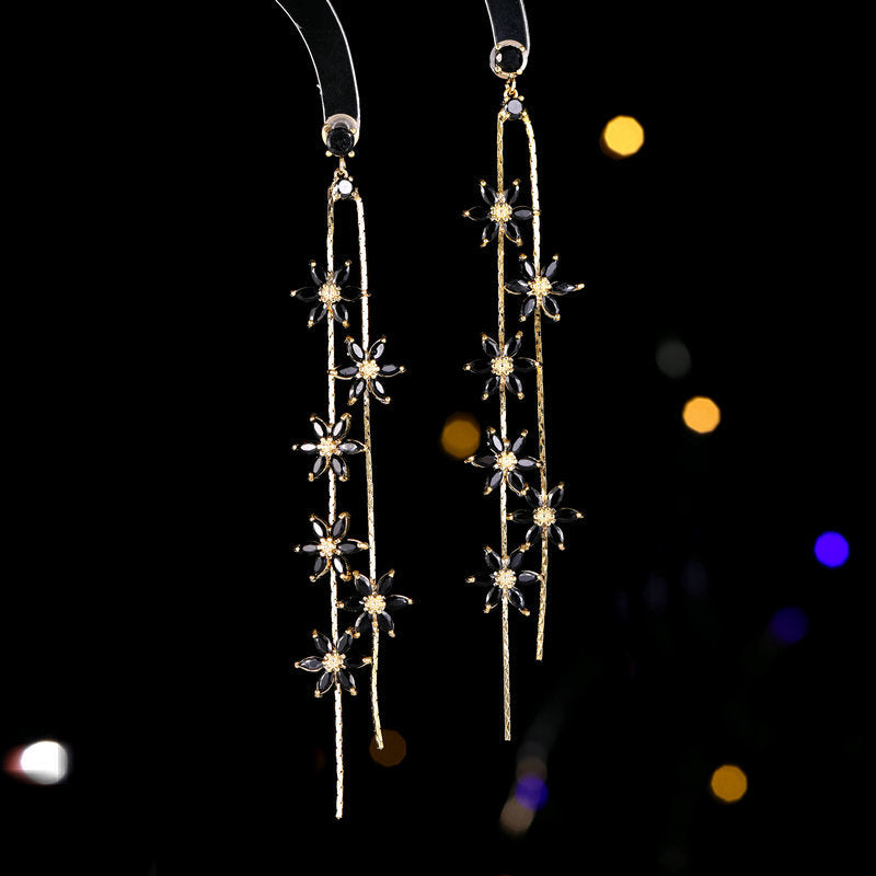 Super Fairy Long Face Modification Zircon Earrings