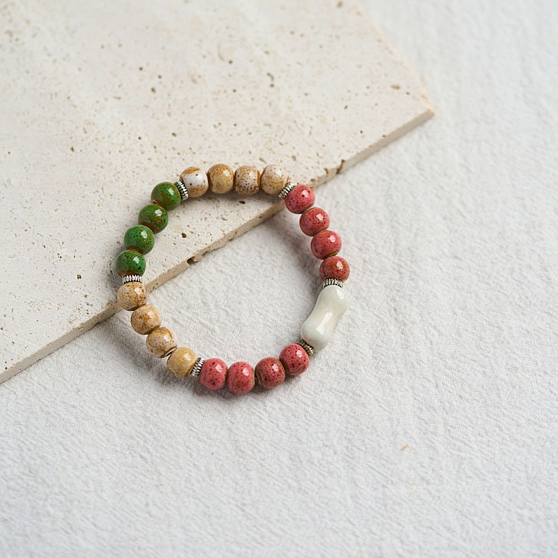 Women's Dopamine Color Ceramic Ancient Style Beaded Bracelets