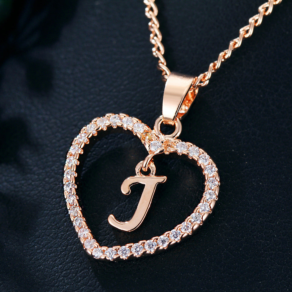 Letter Heart-shaped Zircon Jewelry Clavicle Chain Necklaces