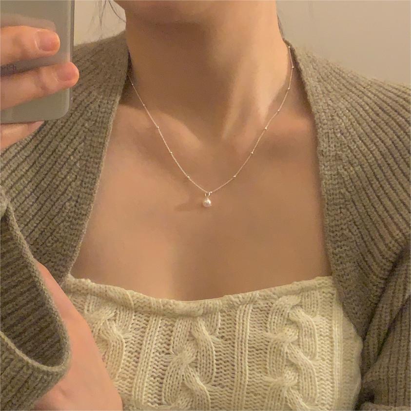 Korean Style Sterling Sier Beads Simple Cool Necklaces