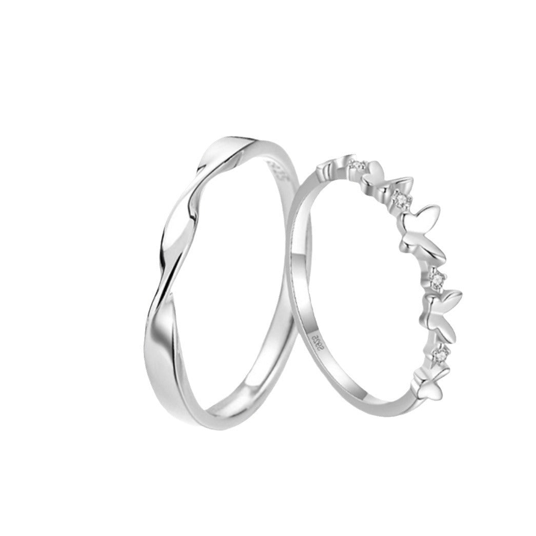 Lovers Sier-plated Simple Niche Love Gift For Boyfriend Rings