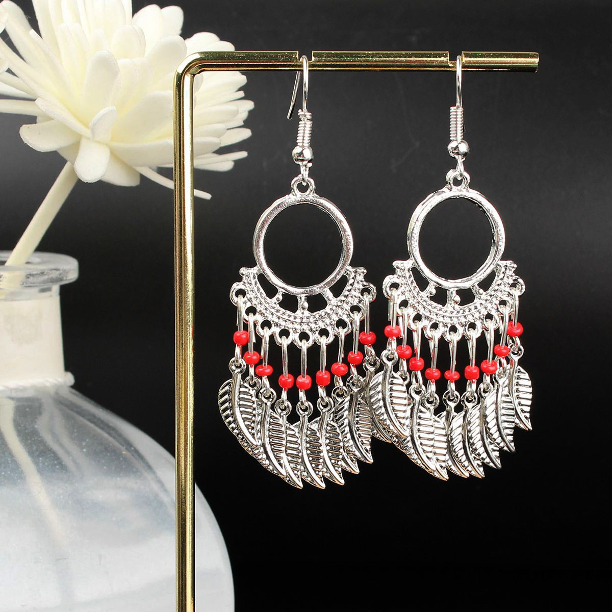 Ethnic Style Miao Sier Turquoise Tassel Earrings