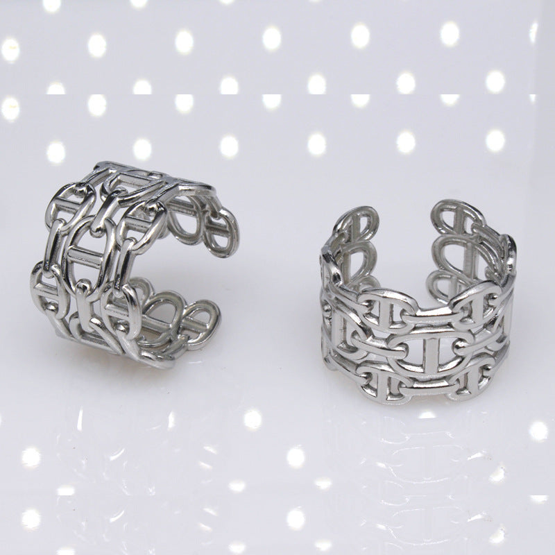 Women's & Men's Chain Titanium Steel Hip Hop Ear Rings