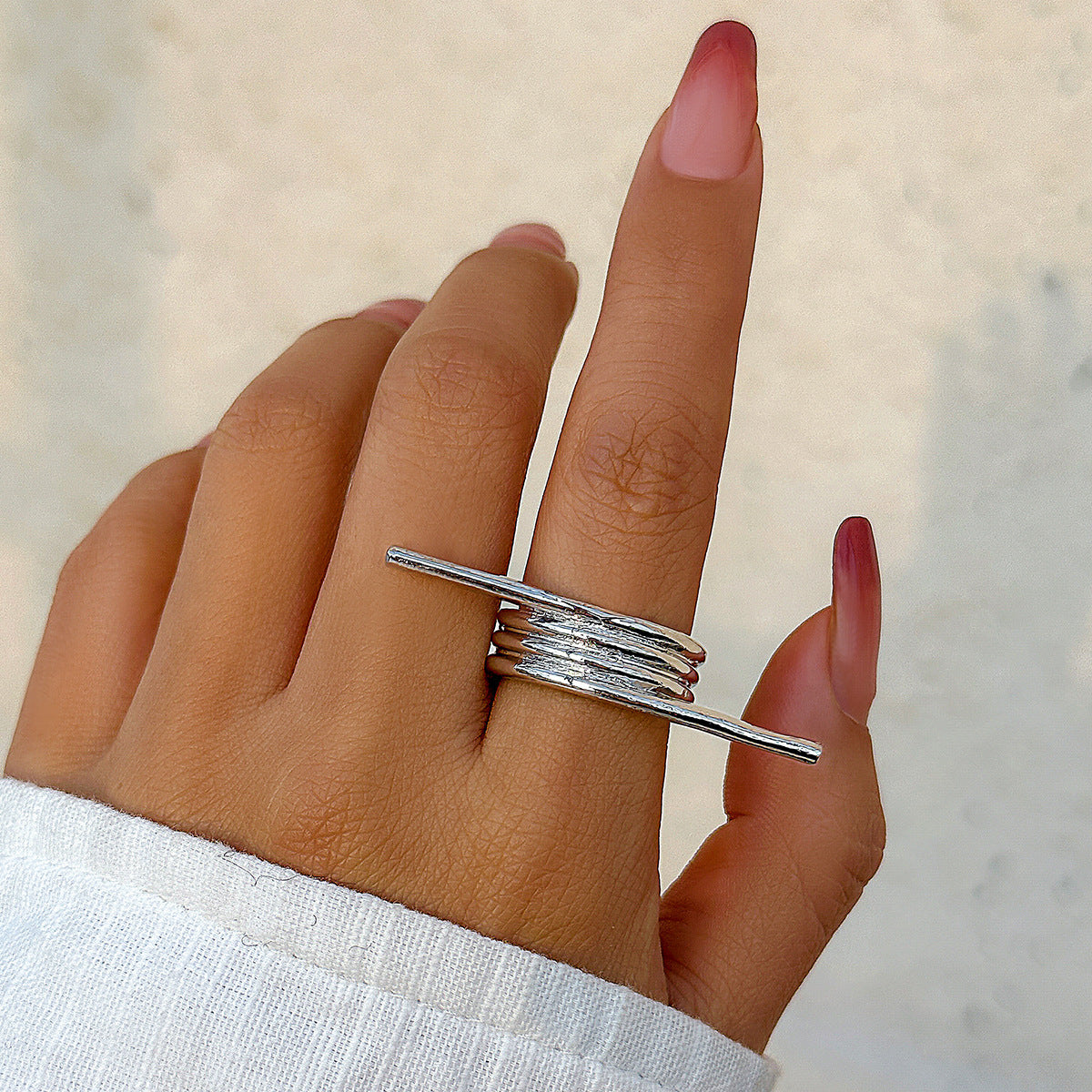 Women's Minimalist Bowknot Double Finger Exaggerated French Rings