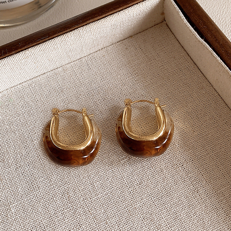 Women's French Retro Amber Elegant Design High-grade Earrings
