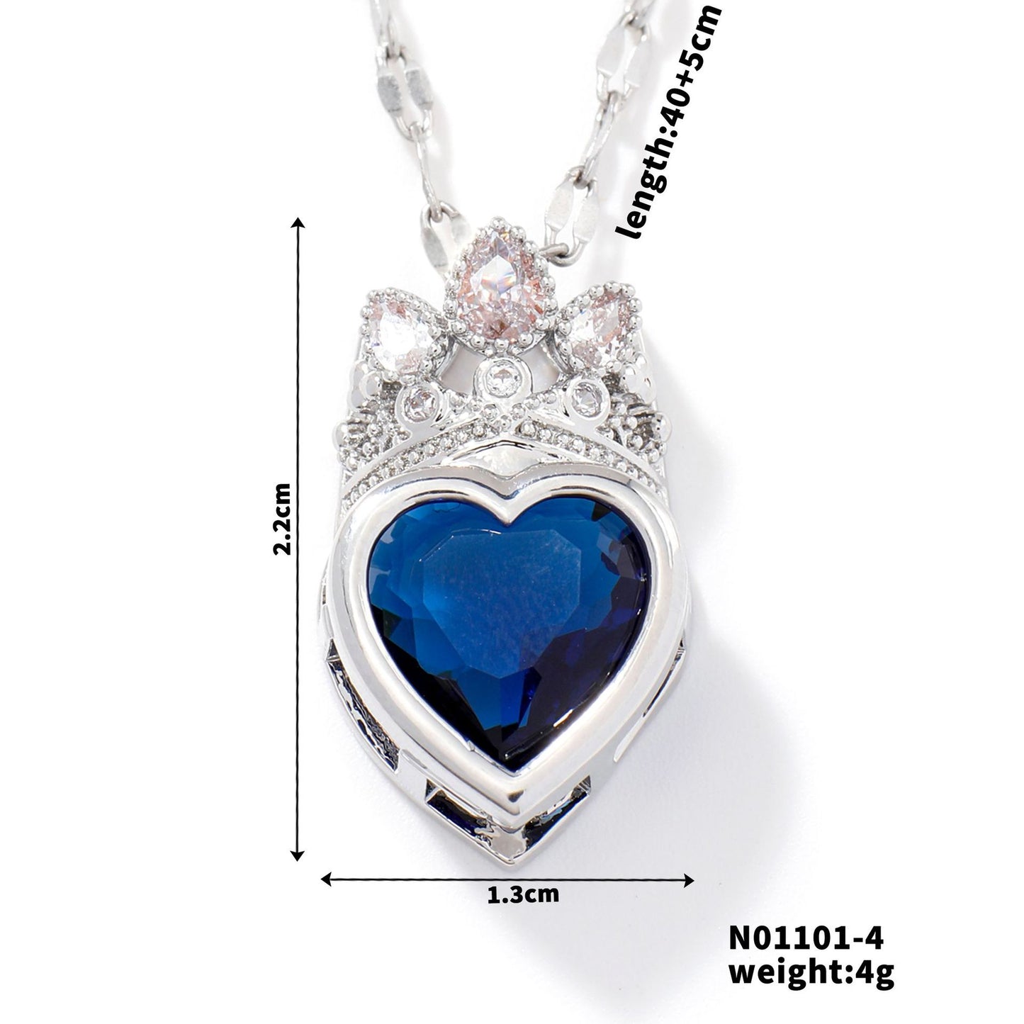Exquisite Crown Heart Shape Copper Inlaid Necklaces