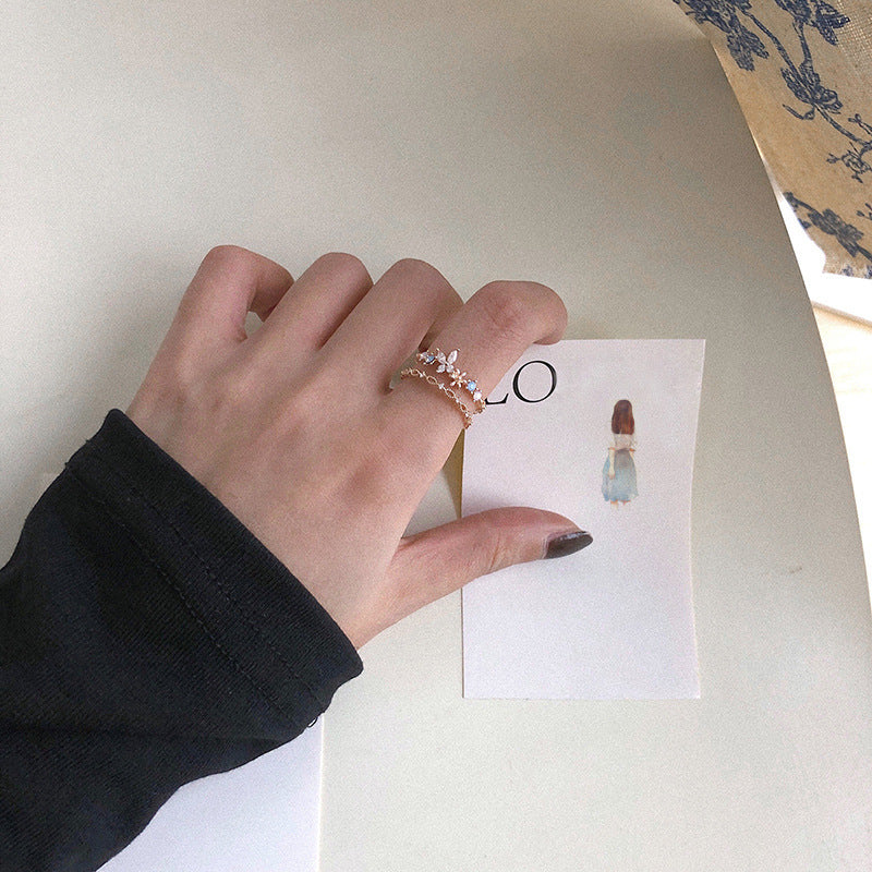 Women's Sweet Flower For Niche Design Fashion Simple Opening Rings