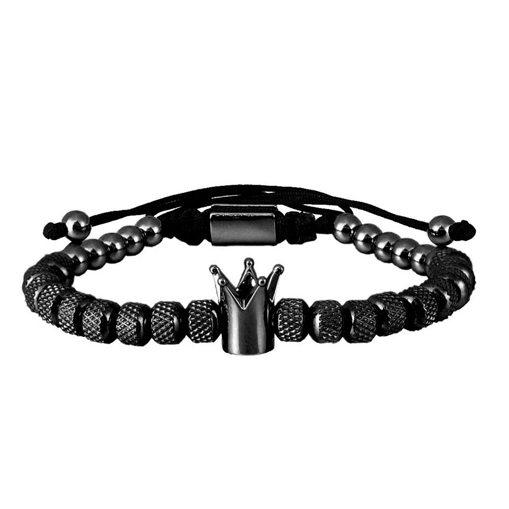 Women's & Men's Copper Crown Stainless Steel Beaded Pineapple Bracelets