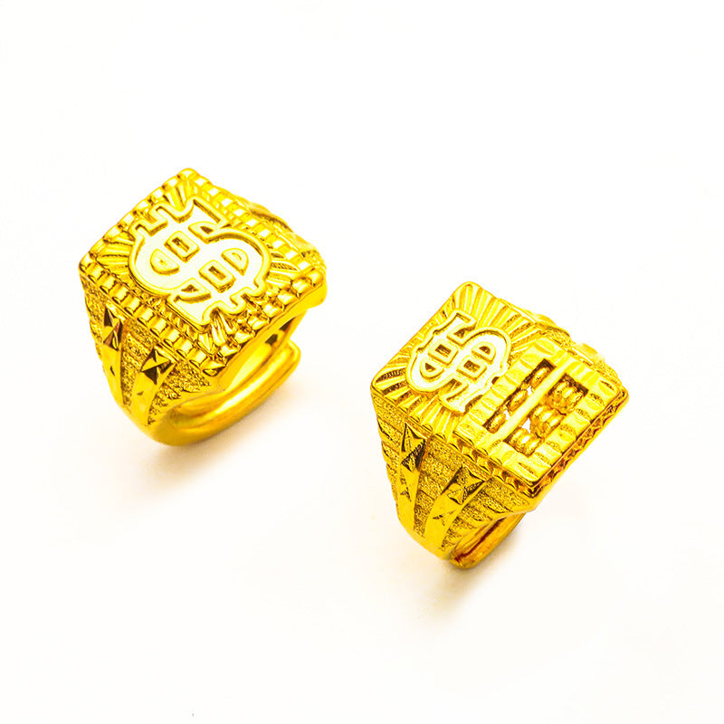 Men's Vietnam Placer Gold Domineering Open Abacus Fashion Rings