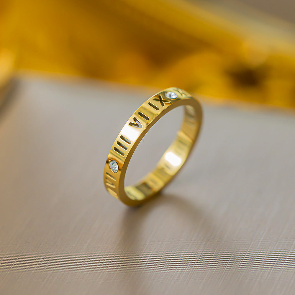 Titanium Female Simple Fashion Personality Style Gold Index Rings