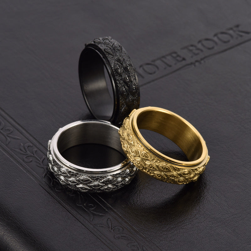 Men's Vintage God's Eye Rotatable Stainless Steel Rings
