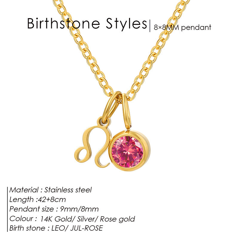Women's Birthstone Twee Constellation Light Luxury Color Pendants