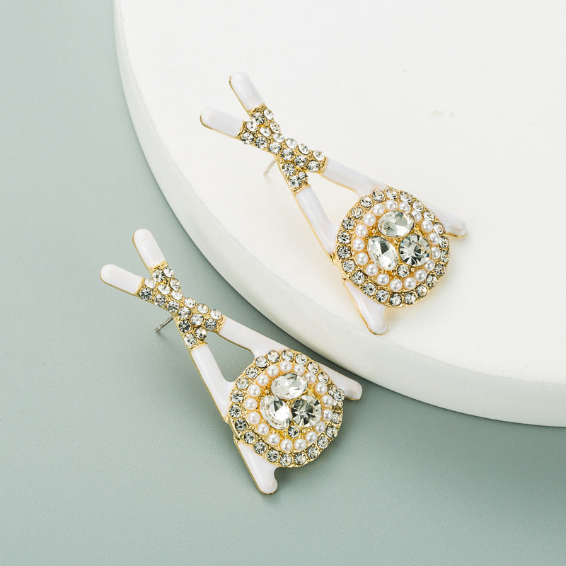 Women's Alloy Drop Oil Inlaid Color Rhinestone Earrings