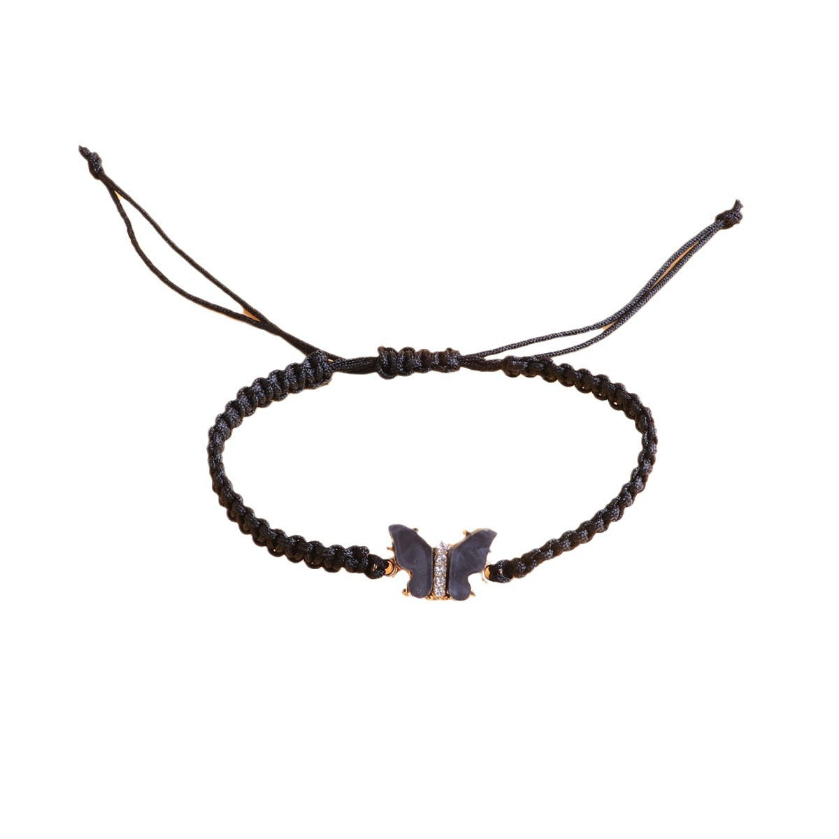Black White Butterfly Flat Knot Hand-woven Bracelets