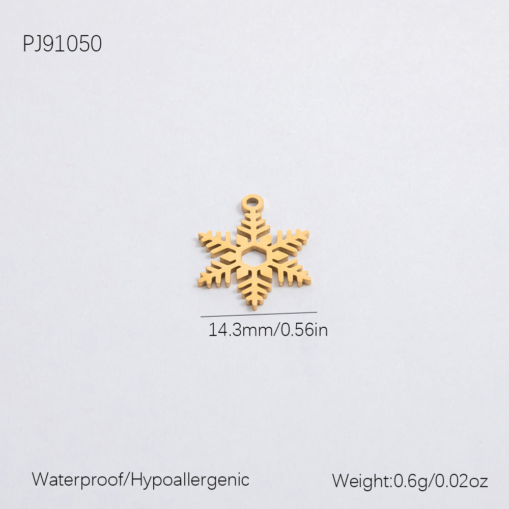 Gold Stainless Steel Christmas Elderly Snowman Necklaces