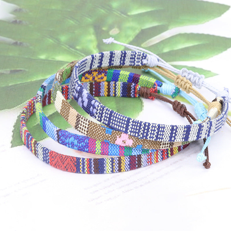 Style Cotton Linen Woven Fabric Carrying Bracelets