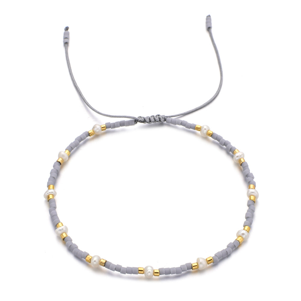 Bead Pearl Stylish Adjustable Woven Hand Strap Bracelets