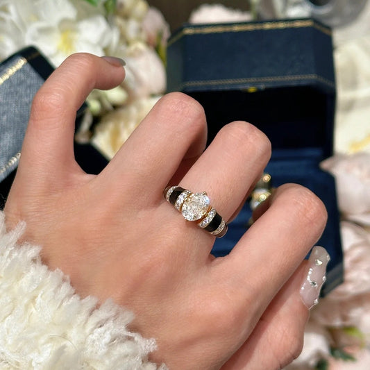 Retro Style Female Old Money Wind Enamel Rings