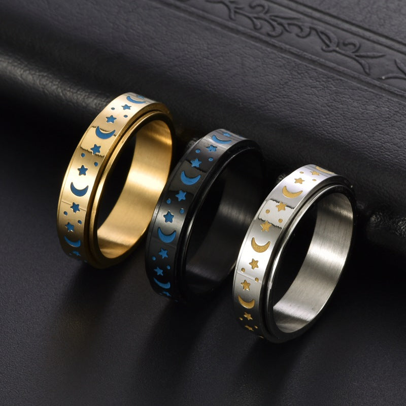 Women's Moon Luminous Rotatable Stainless Steel Classic Style Rings