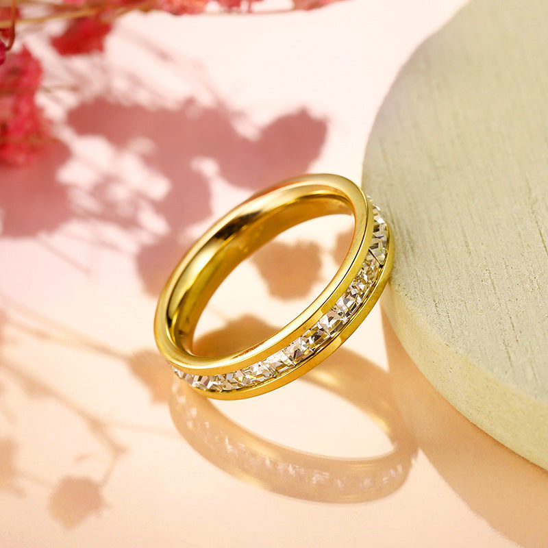 Titanium Female Simple Fashion Personality Style Gold Index Rings