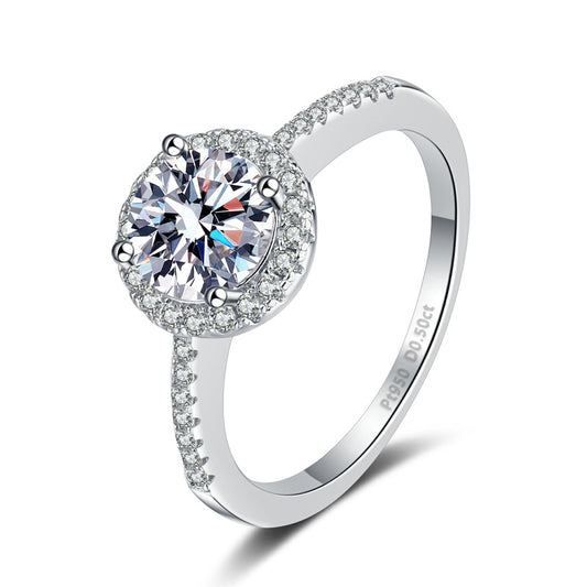 Diamond Karat Sterling Sier Luxury Round Bag Marriage Proposal Rings