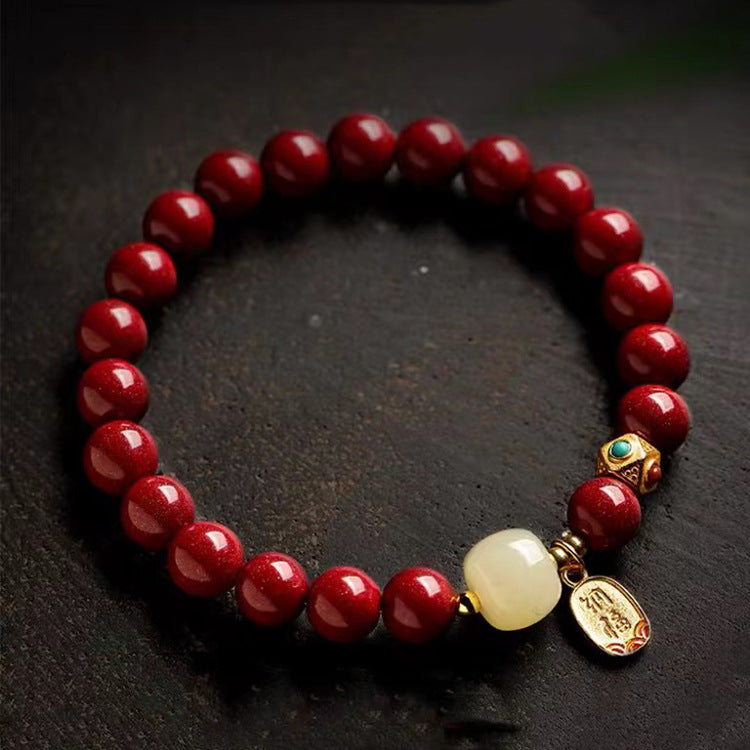 Women's Jewelry Natural Raw Ore Cinnabar Retro Bracelets