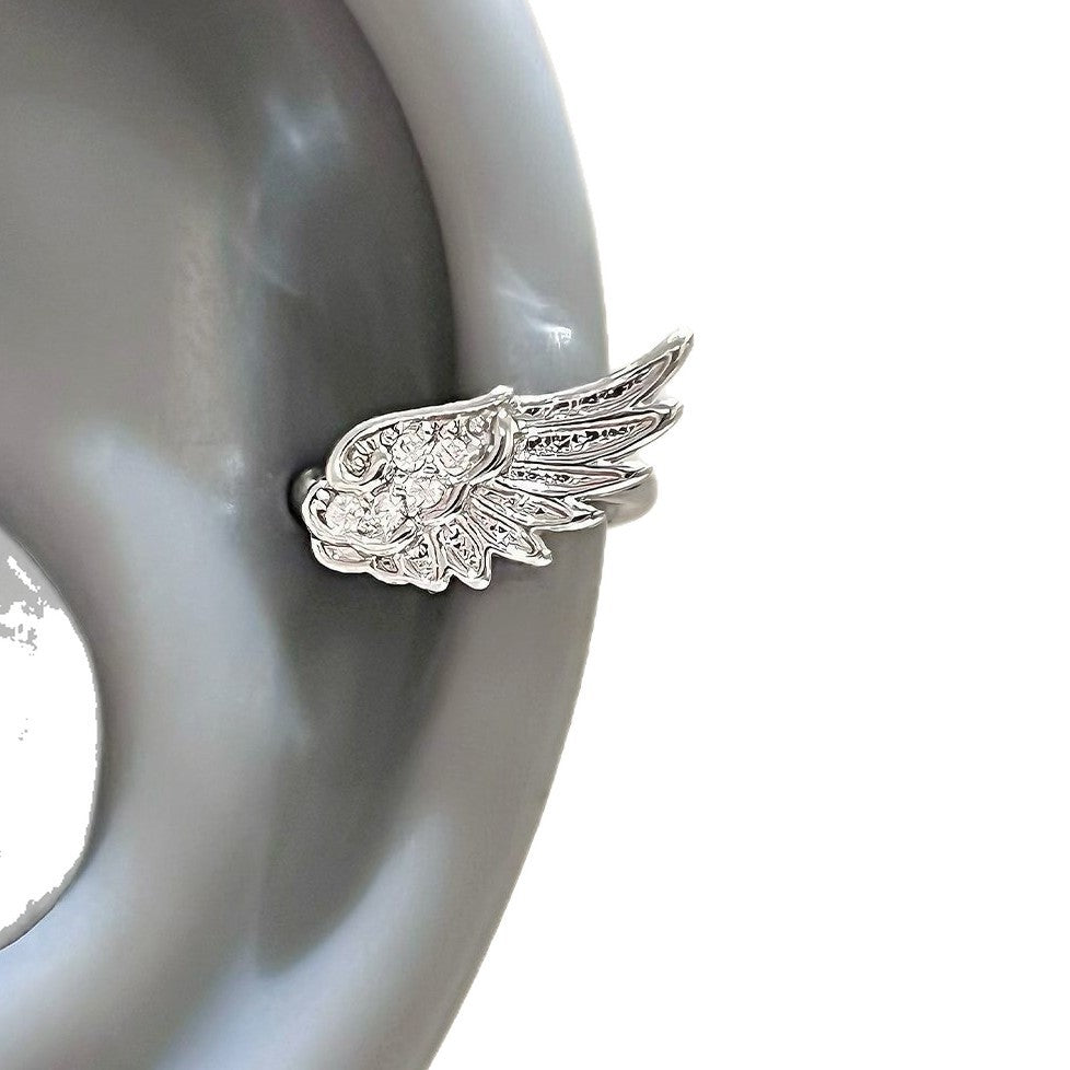 Angel Wings Super Flash Zircon Temperament Wild Without Pierced Niche Rings