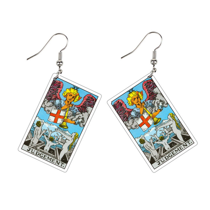 Acrylic Printing Double-sided Vintage Tarot Designer Earrings