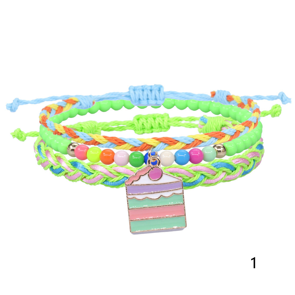 Dessert Series Woven Colorful Beads Wax Bracelets