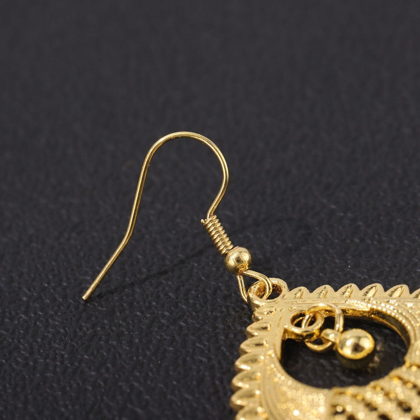 Golden Bell Tassel Bohemian Leaf National Earrings