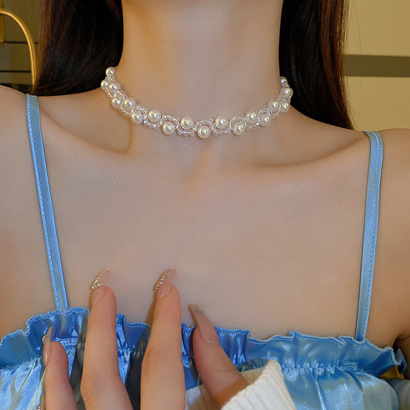 Twist Winding Pearl French Retro Fashion Elegance Clavicle Chain Necklaces