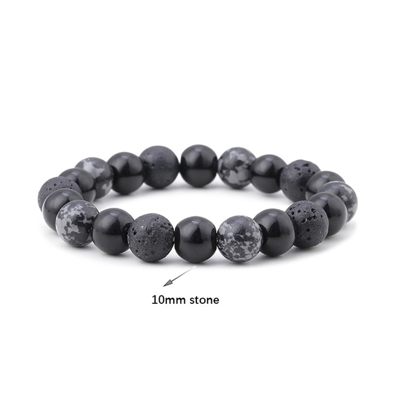 Women's Cold Door Magnetic Suction Couple Retro Style Obsidian Bracelets