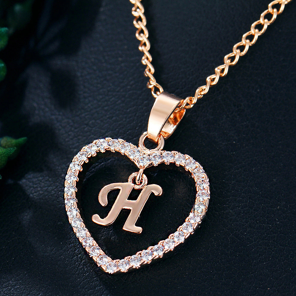 Letter Heart-shaped Zircon Jewelry Clavicle Chain Necklaces