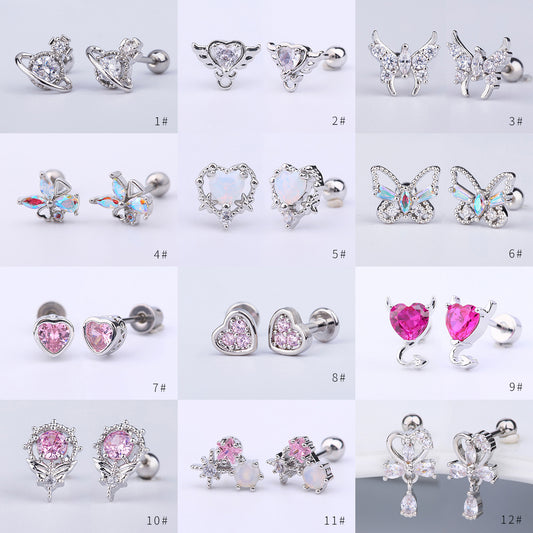 Steel Gold-plated Screw Double-headed Twist Ear Earrings