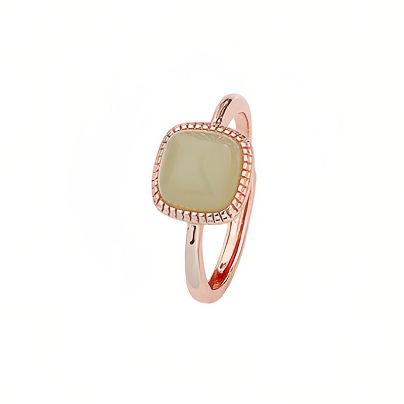 Jade Cube Sugar Female Retro Temperament Color Rings