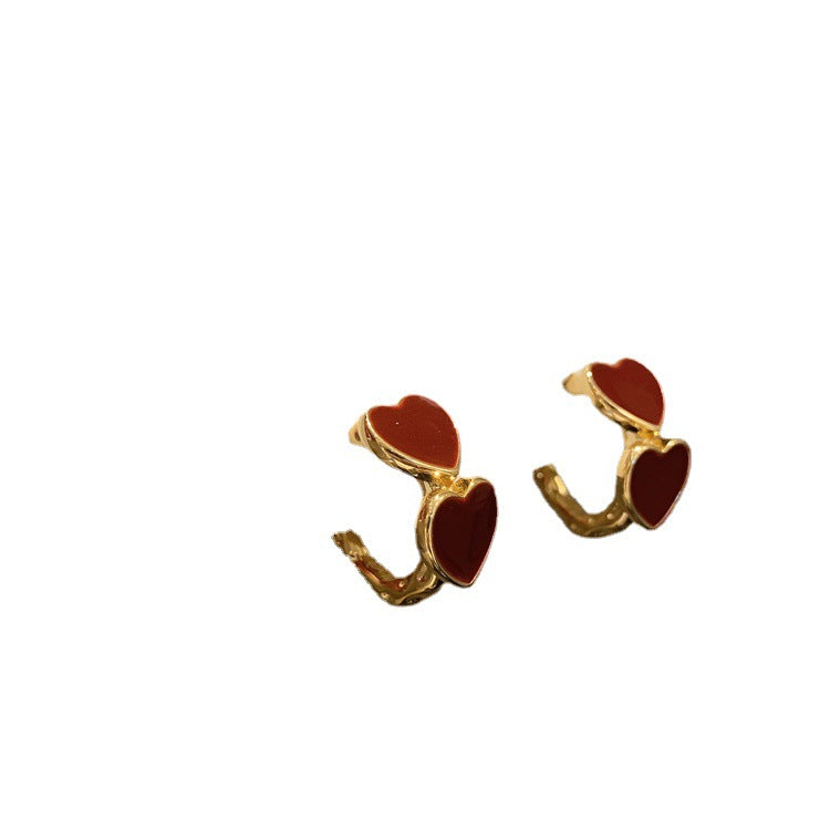 Elegance Retro Wine Red Peach Heart Feeling Rings