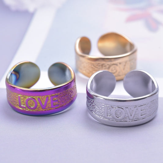 Women's & Men's Colorful Steel Color Opening Adjustable Stainless Rings