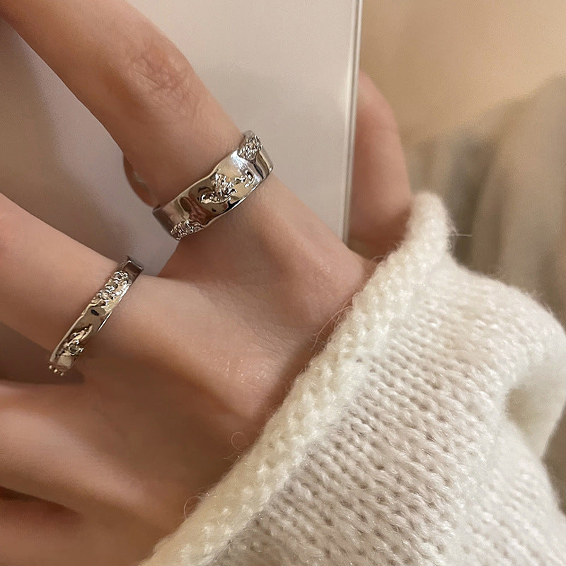Broken Zircon Female Cold Wind Couple Rings
