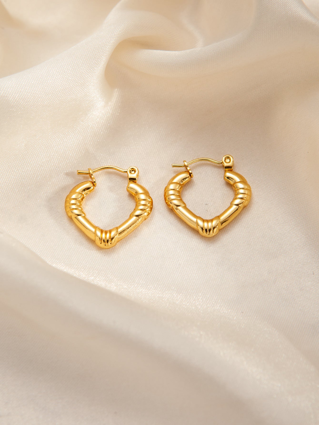 Stainless Steel Ginkgo Leaf Petals Golden Earrings