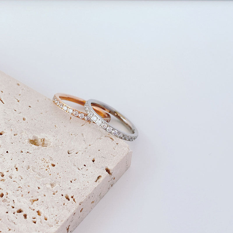 Full Circle Diamond Titanium Steel Female Niche Rings