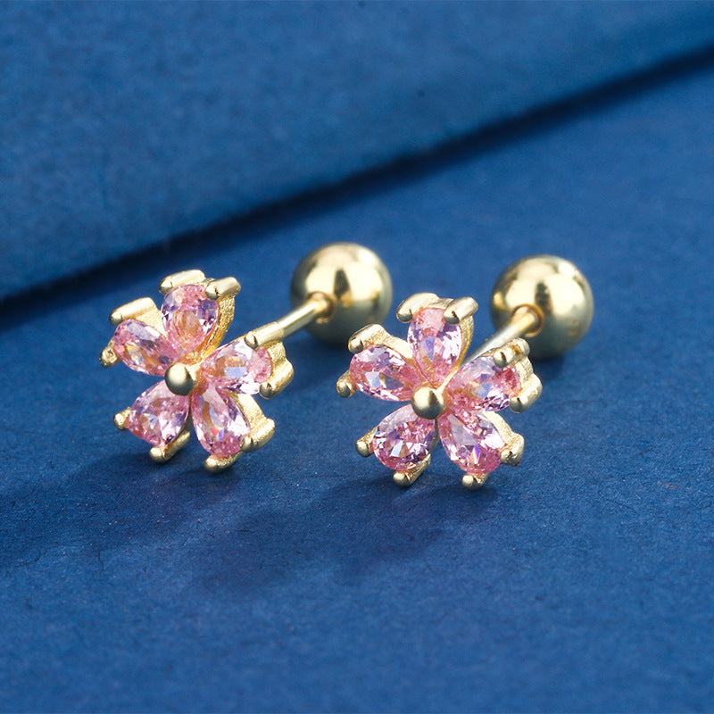 Sweet Peach Blossom Pink Zircon Mori Rings