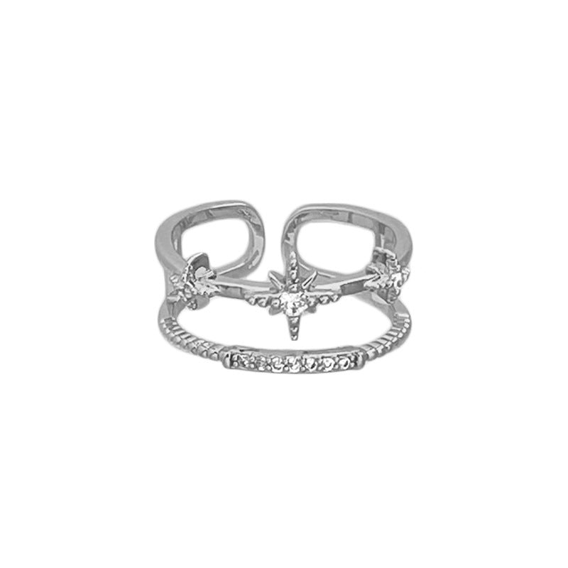 Style Mild Luxury Diamond Embedded Star Rings
