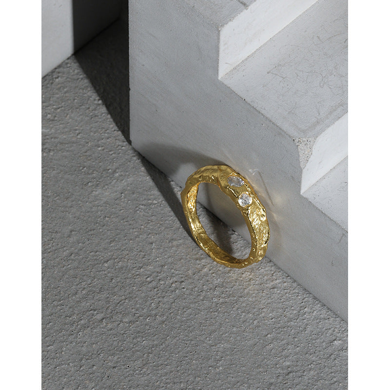 Women's Sier Tinfoil Texture Micro Inlaid Zircon Rings
