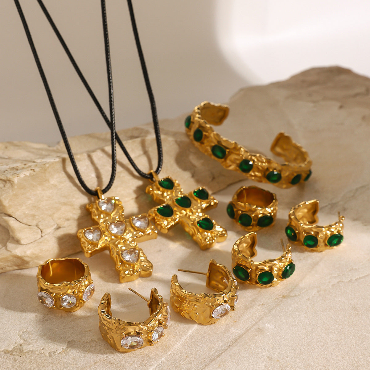 Zircon Series Stainless Steel High-grade Gold Necklaces